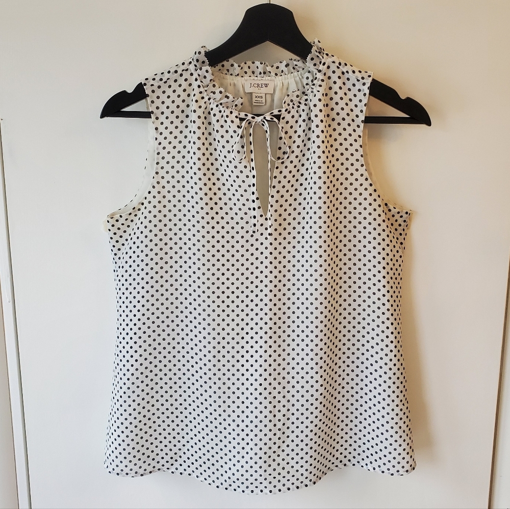 J. Crew Factoey Black and White Polka Dot Sleeveless Top